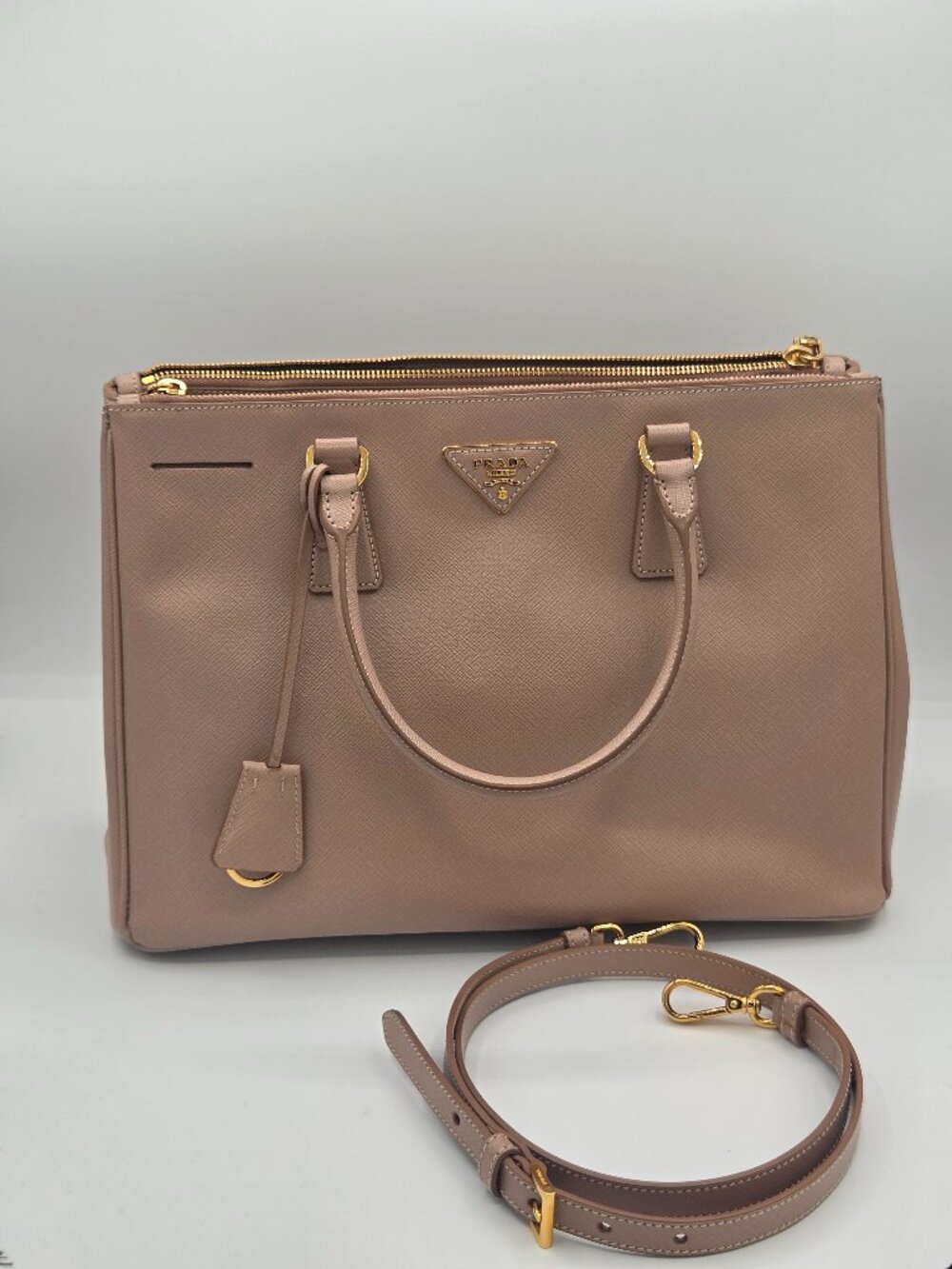 Prada Saffiano Medium Galleria Double Zip Tote | Cammeo | Authentic